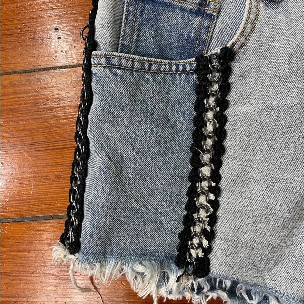 Carmar Patchwork & Chain Button Fly 2 Tone Denim … - image 6